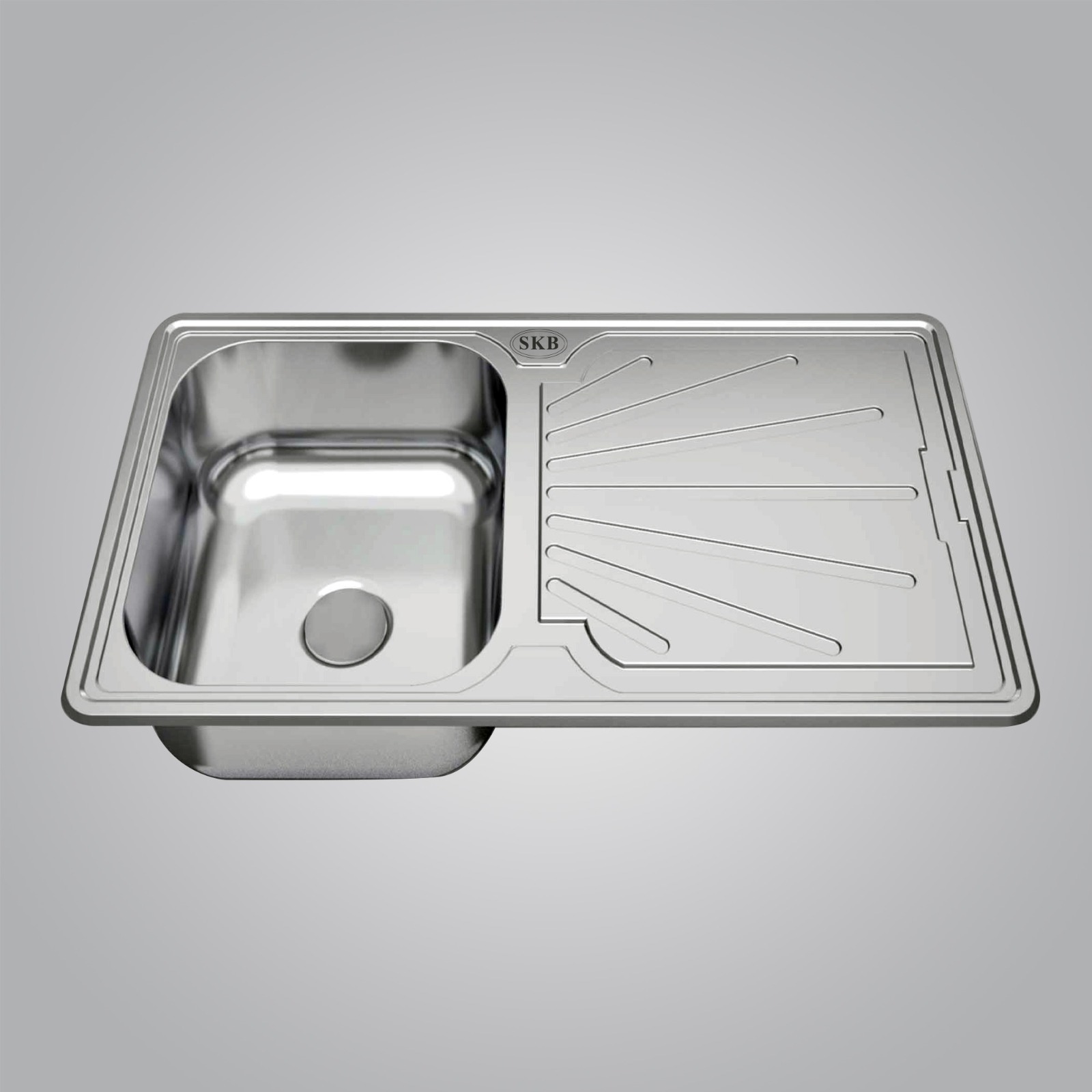 Single Bowl Stainless Steel kitchen sink with side drainboard