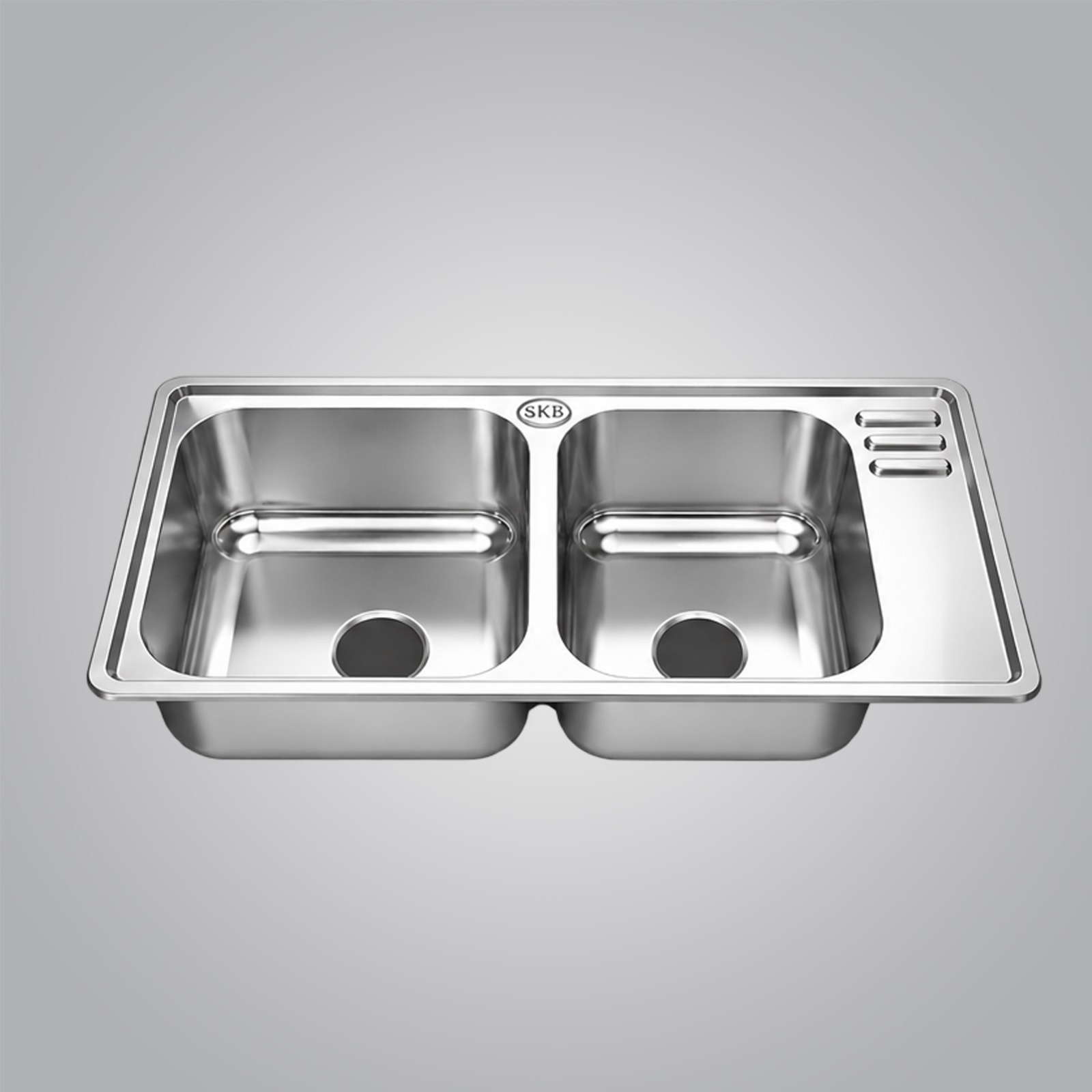 Double Bowl Kitchen Sink with Integrated Side Platform