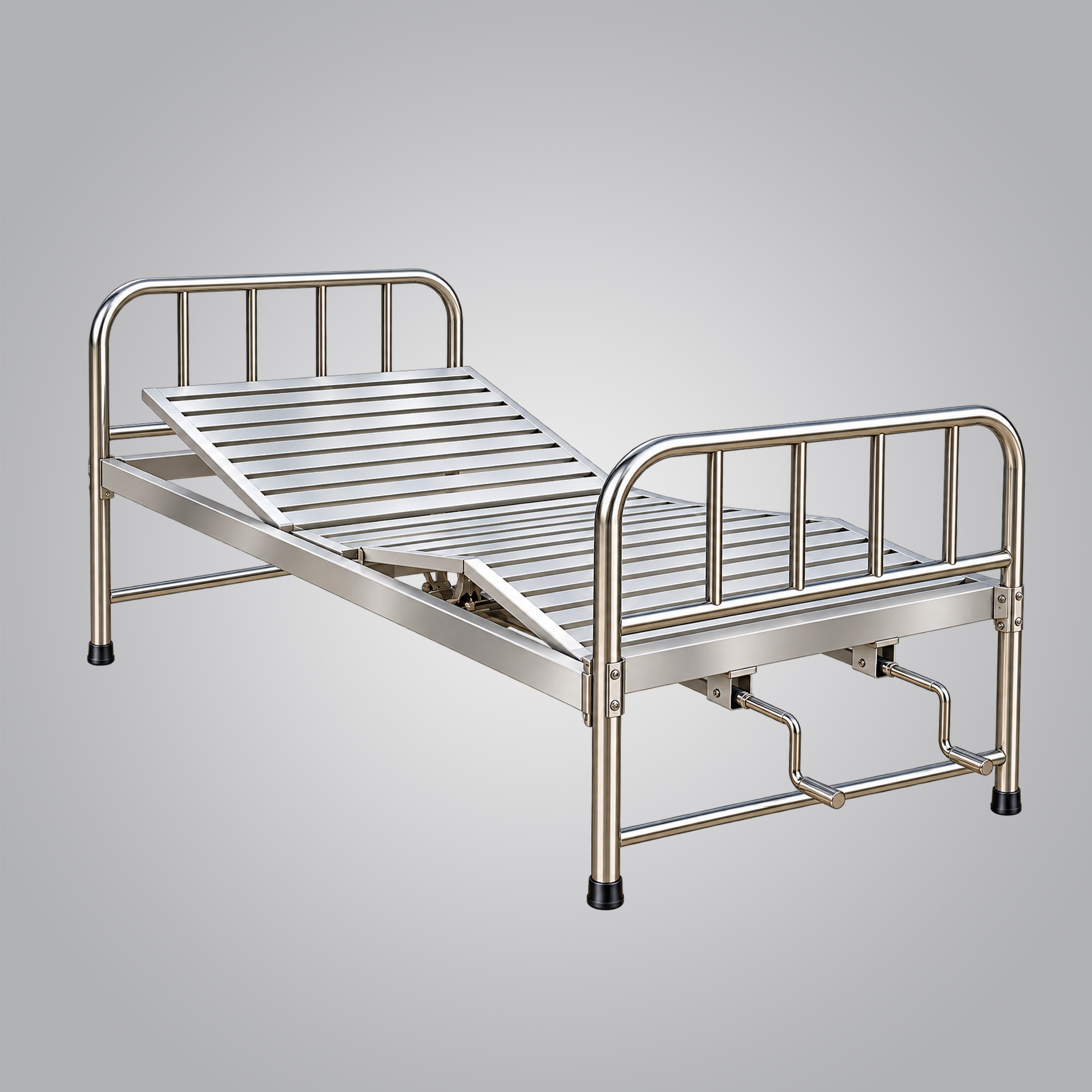Stainless steel manual hospital bed