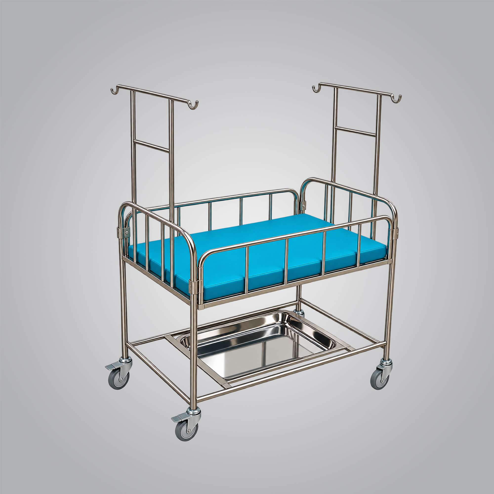 Stainless steel hospital baby crib