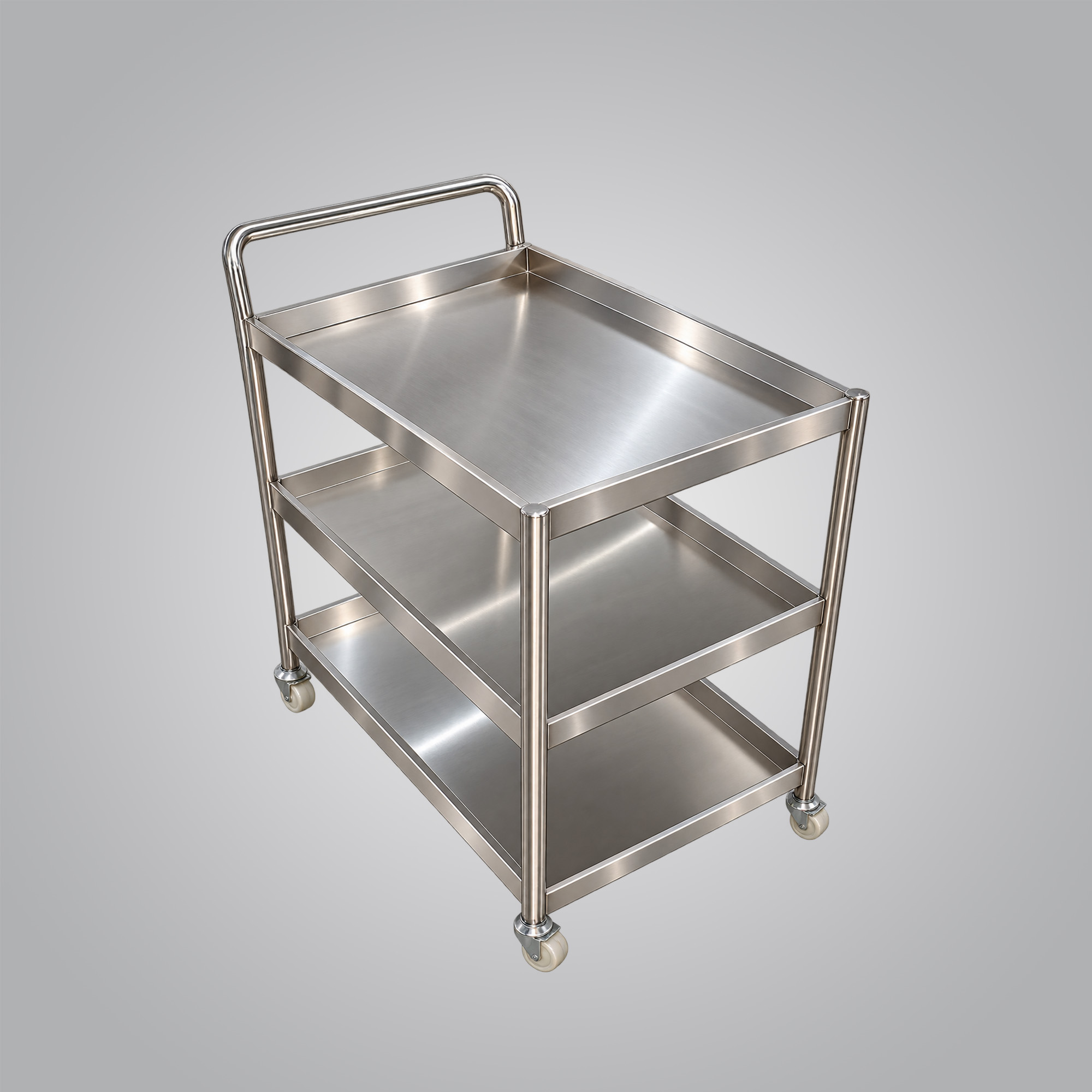 3-tier stainless steel utility, service, or medical instrument trolley
