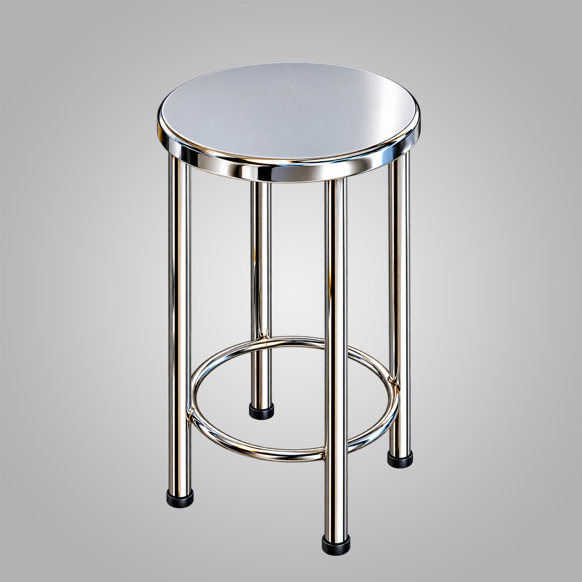 Stainless steel round stool featuring